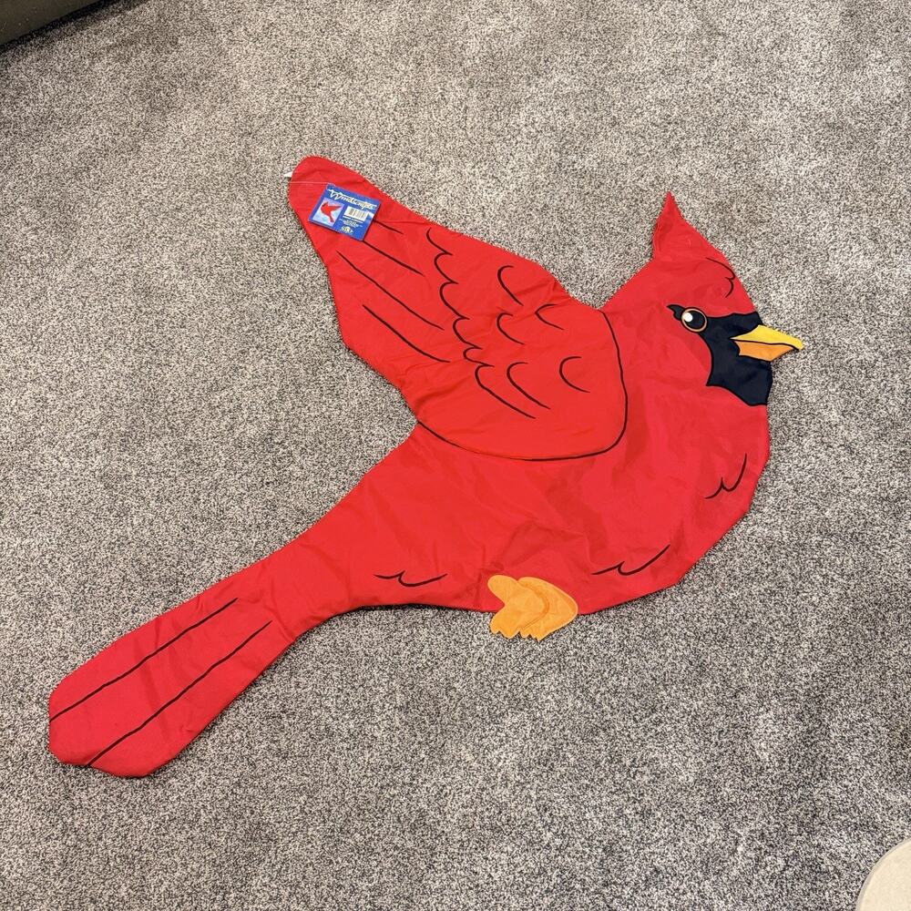 Vtg Windsport 3D 90s Red Cardinal Garden Flag RARE Red Bird She Shed NOS